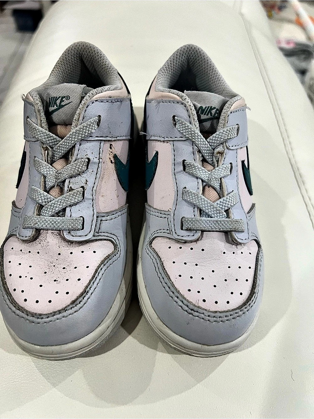 Nike Dunk Low SE Mineral Teal (Toddler) SE Mineral Teal Sneakers in Gray & Pink